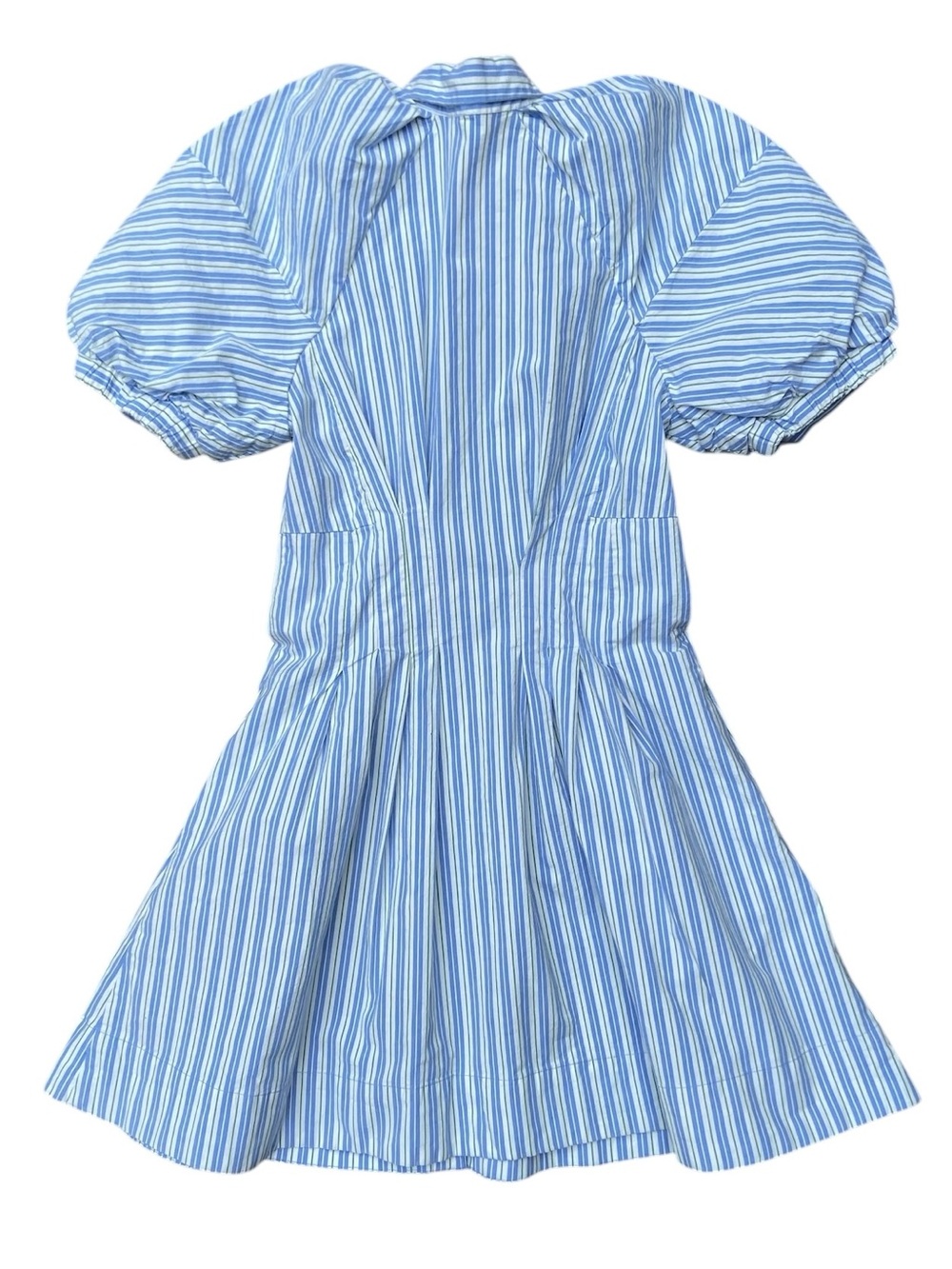Anthropologie Blue and White Striped Puff-Sleeve Mini Dress - Picture 4 of 5